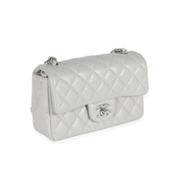 Chanel Gray Quilted Lambskin Mini Rectangular Flap Bag