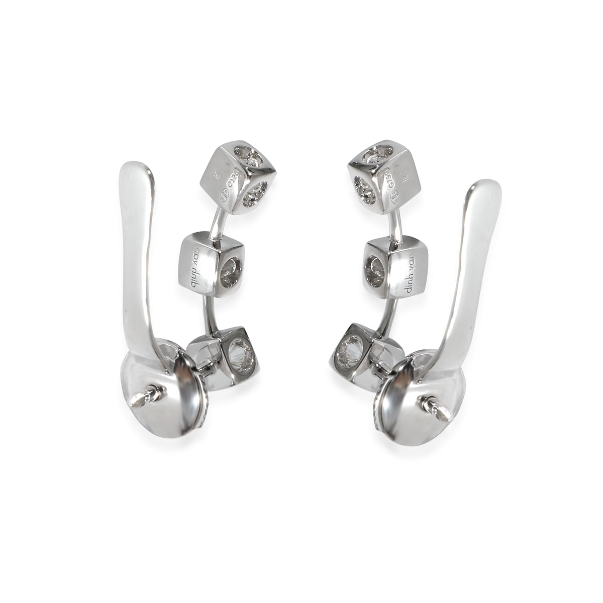 Dinh Van Le Cube Diamant Ear Climber Earring in 18k White Gold 0.6 CTW