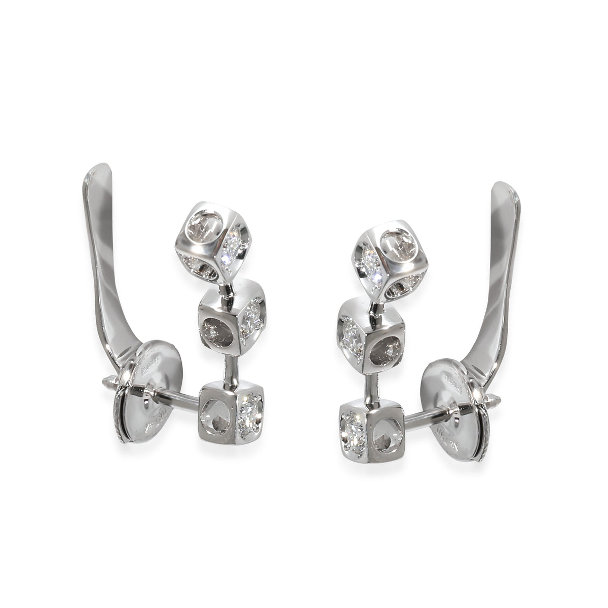 Dinh Van Le Cube Diamant Ear Climber Earring in 18k White Gold 0.6 CTW