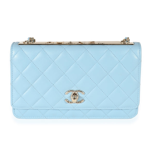 Chanel Light Blue Quilted Lambskin Trendy CC Wallet On Chain