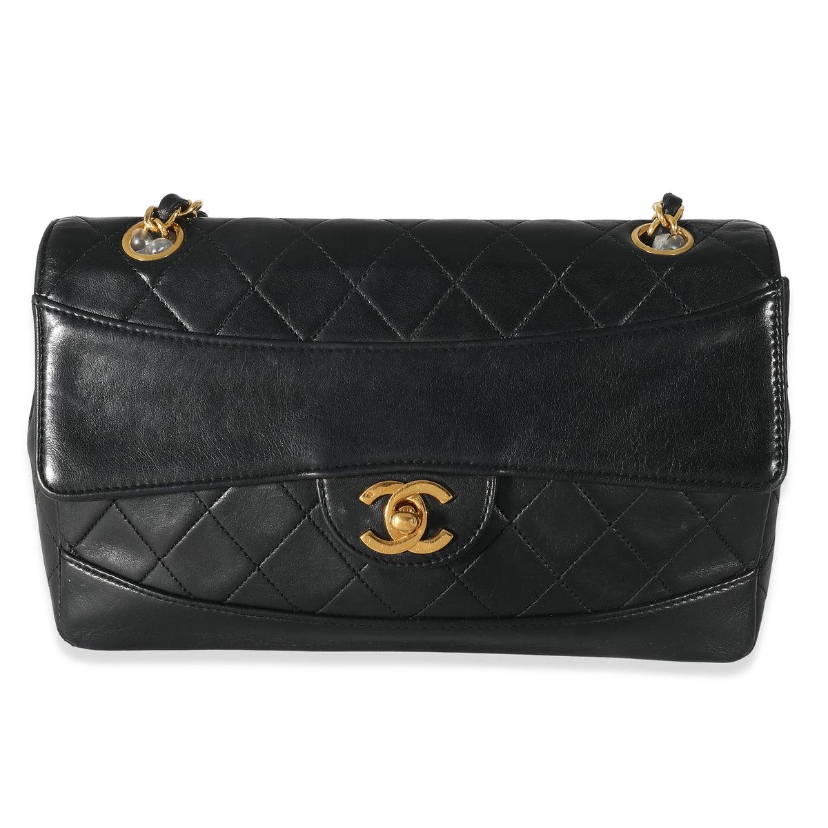 Chanel 24K Black Quilted Lambskin Medium Flap Bag