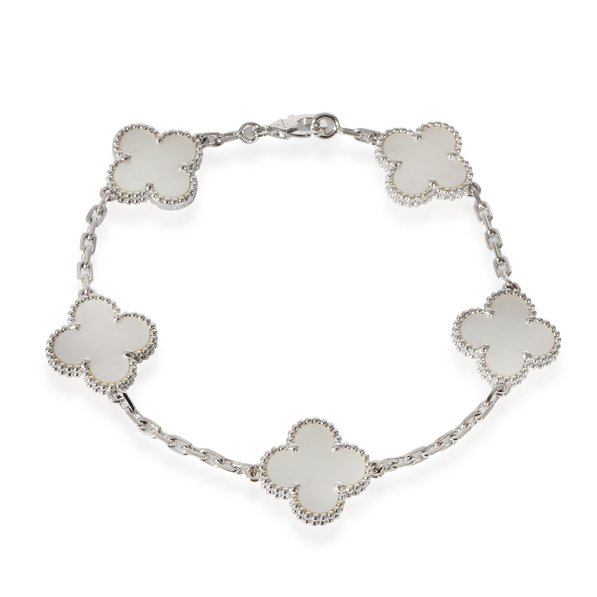 Van Cleef & Arpels Alahmbra Mother Of Pearl Bracelet in 18k White Gold