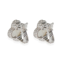 Van Cleef & Arpels Alhambra Mother Of Pearl Earrings in 18k White Gold