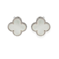 Van Cleef & Arpels Alhambra Mother Of Pearl Earrings in 18k White Gold