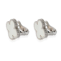 Van Cleef & Arpels Alhambra Mother Of Pearl Earrings in 18k White Gold