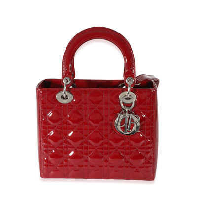 Christian Dior Red Patent Cannage Medium Lady Dior