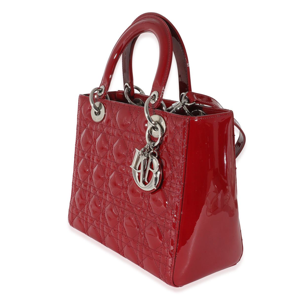 Christian Dior Red Patent Cannage Medium Lady Dior