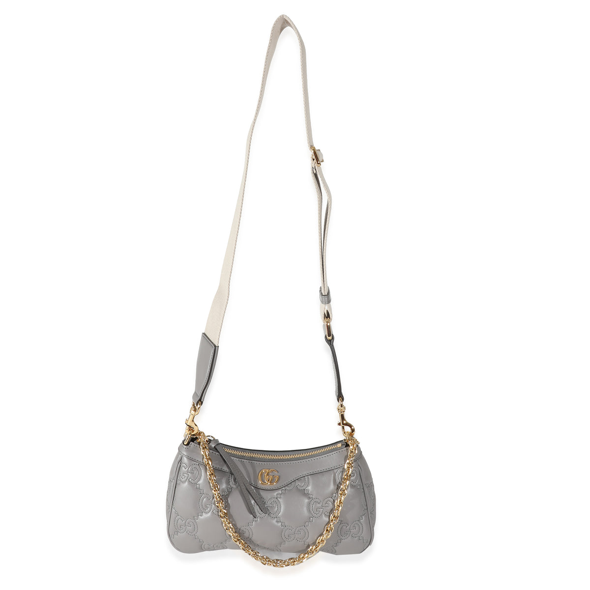 Gucci Grey Leather GG Matelasse Shoulder Bag