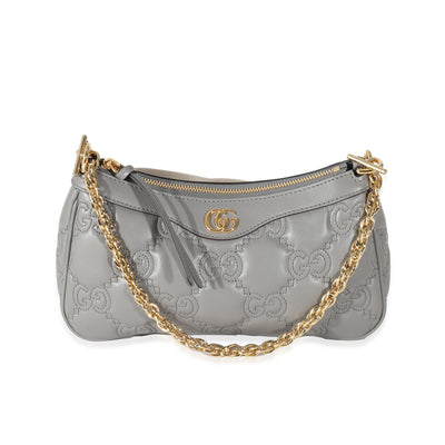 Gucci Grey Leather GG Matelasse Shoulder Bag