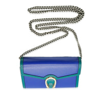 Gucci Green & Blue Textured Calfskin Dionysus Chain Wallet