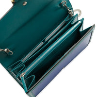 Gucci Green & Blue Textured Calfskin Dionysus Chain Wallet