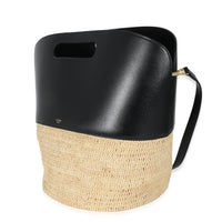 Celine Black Calfskin Beige Raffia Medium Basket Bag