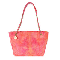 Chanel 20A Pink Orange Cotton Tweed CC Large Shopping Bag