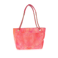 Chanel 20A Pink Orange Cotton Tweed CC Large Shopping Bag