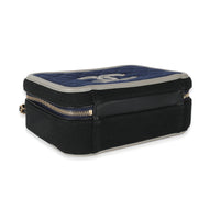 Chanel Navy Grey Multicolor Jersey Medium Filigree Vanity Case