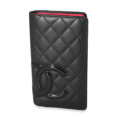 Chanel Black Quilted Lambskin Ligne Cambon Vertical Wallet