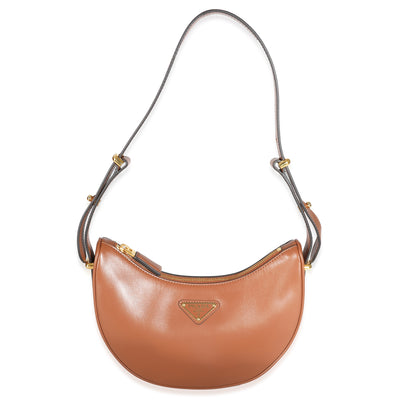 Prada Cognac Nappa Leather Arqué Shoulder Bag