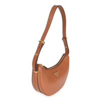 Prada Cognac Nappa Leather Arqué Shoulder Bag