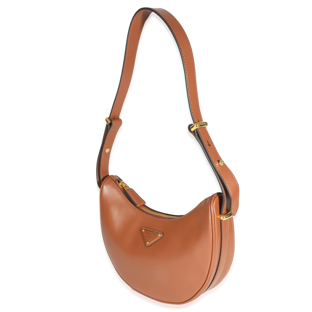 Prada Cognac Nappa Leather Arqué Shoulder Bag