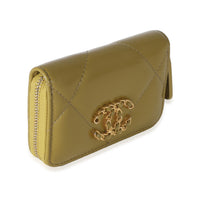 Chanel Green Quilted Lambskin Chanel 19 Zip Around Coin Purse