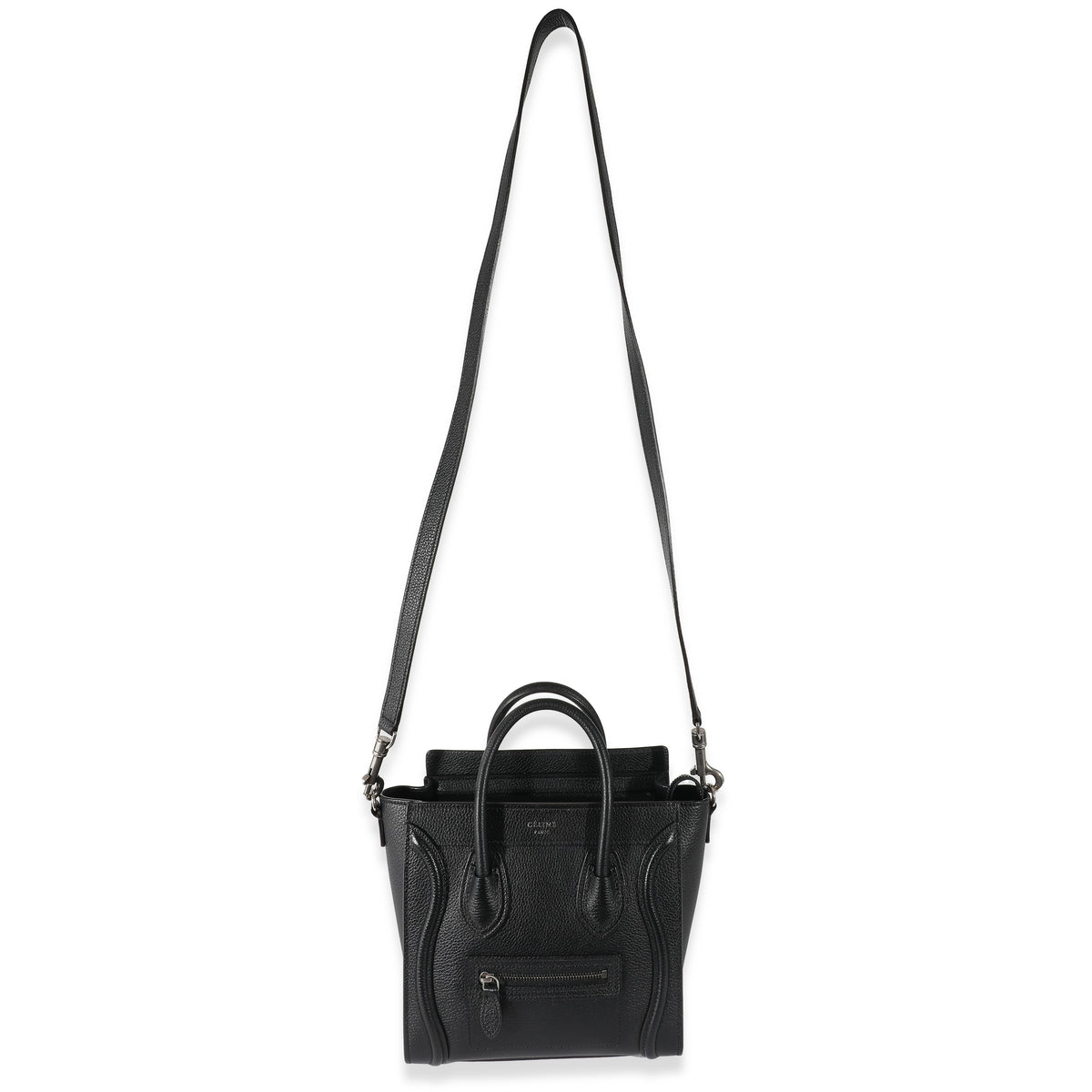 Celine Black Drummed Calfskin Nano Luggage