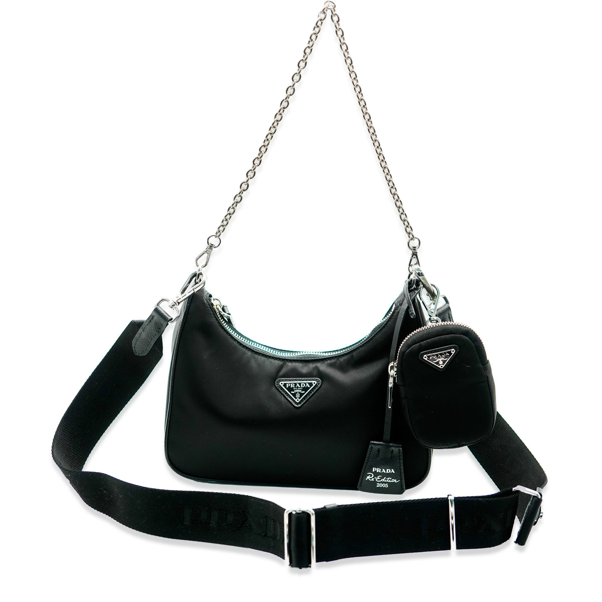 Prada Black Nylon Re-Edition 2005 Crossbody Bag