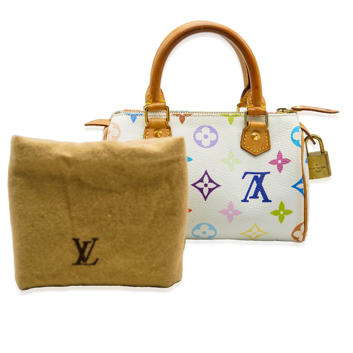 Louis Vuitton x Murakami White Monogram Multicolore Canvas Mini Sac HL Speedy