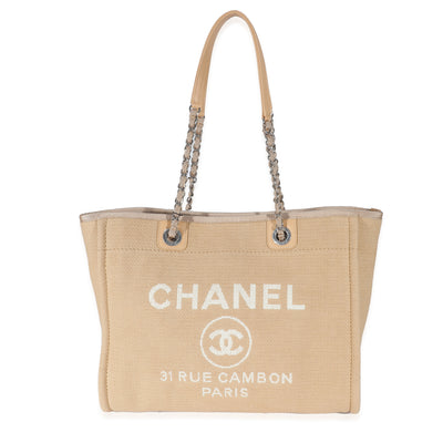 Chanel Beige Mixed Fibers Small Deauville Tote