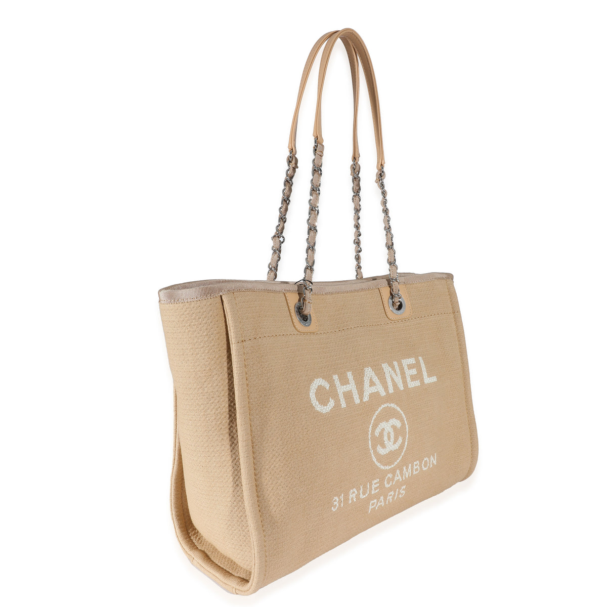 Chanel Beige Mixed Fibers Small Deauville Tote