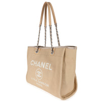 Chanel Beige Mixed Fibers Small Deauville Tote