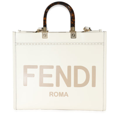 Fendi White Vitello King Plexiglass Medium Fendi Sunshine Shopper