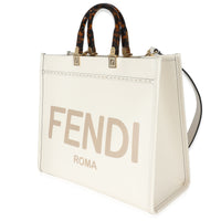 Fendi White Vitello King Plexiglass Medium Fendi Sunshine Shopper