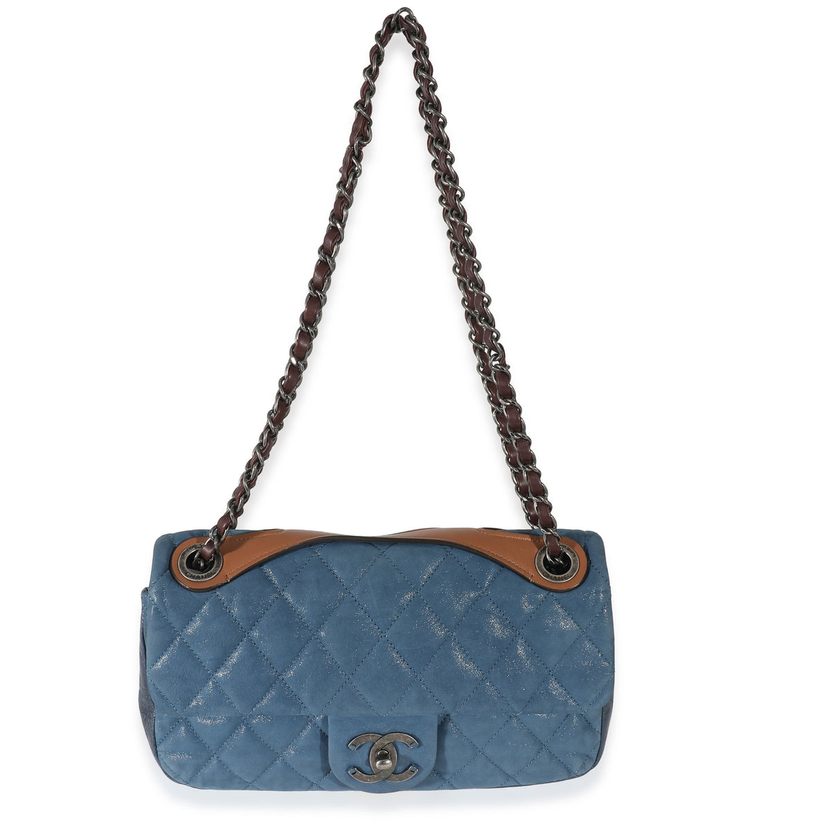 Chanel Blue Iridescent Calfskin Medium In The Mix Flap Bag