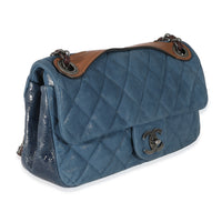 Chanel Blue Iridescent Calfskin Medium In The Mix Flap Bag