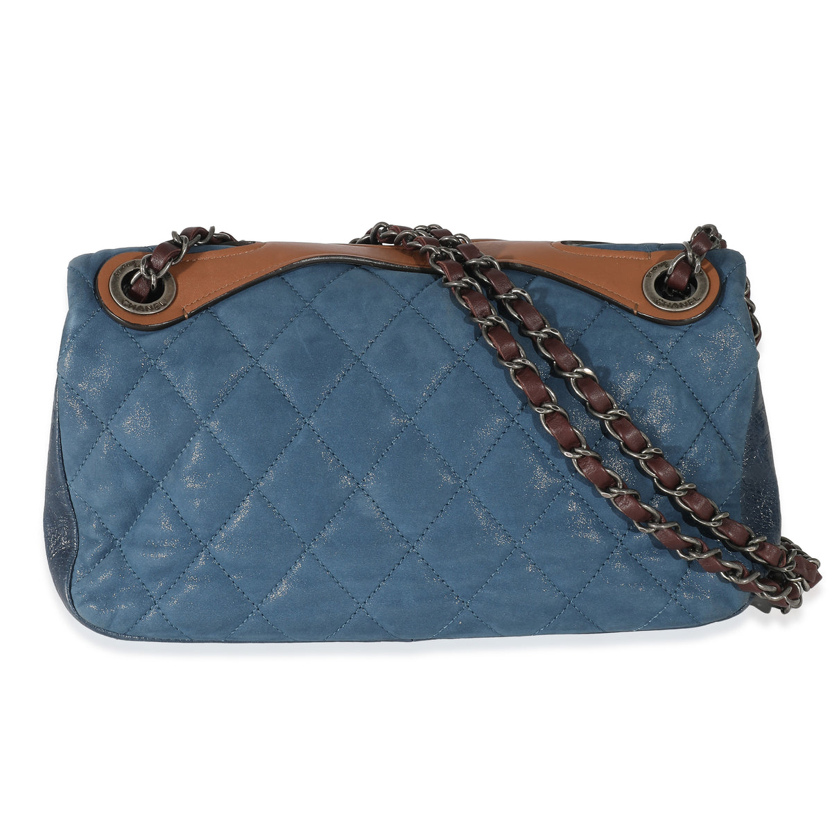 Chanel Blue Iridescent Calfskin Medium In The Mix Flap Bag