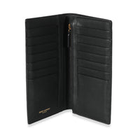 Saint Laurent Black Croc Embossed Leather Tiny Cassandre Long Wallet