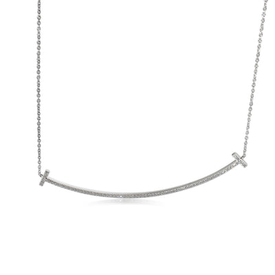 Tiffany & Co. Tiffany T Smile Diamond Necklace in 18k White Gold 0.19 CTW