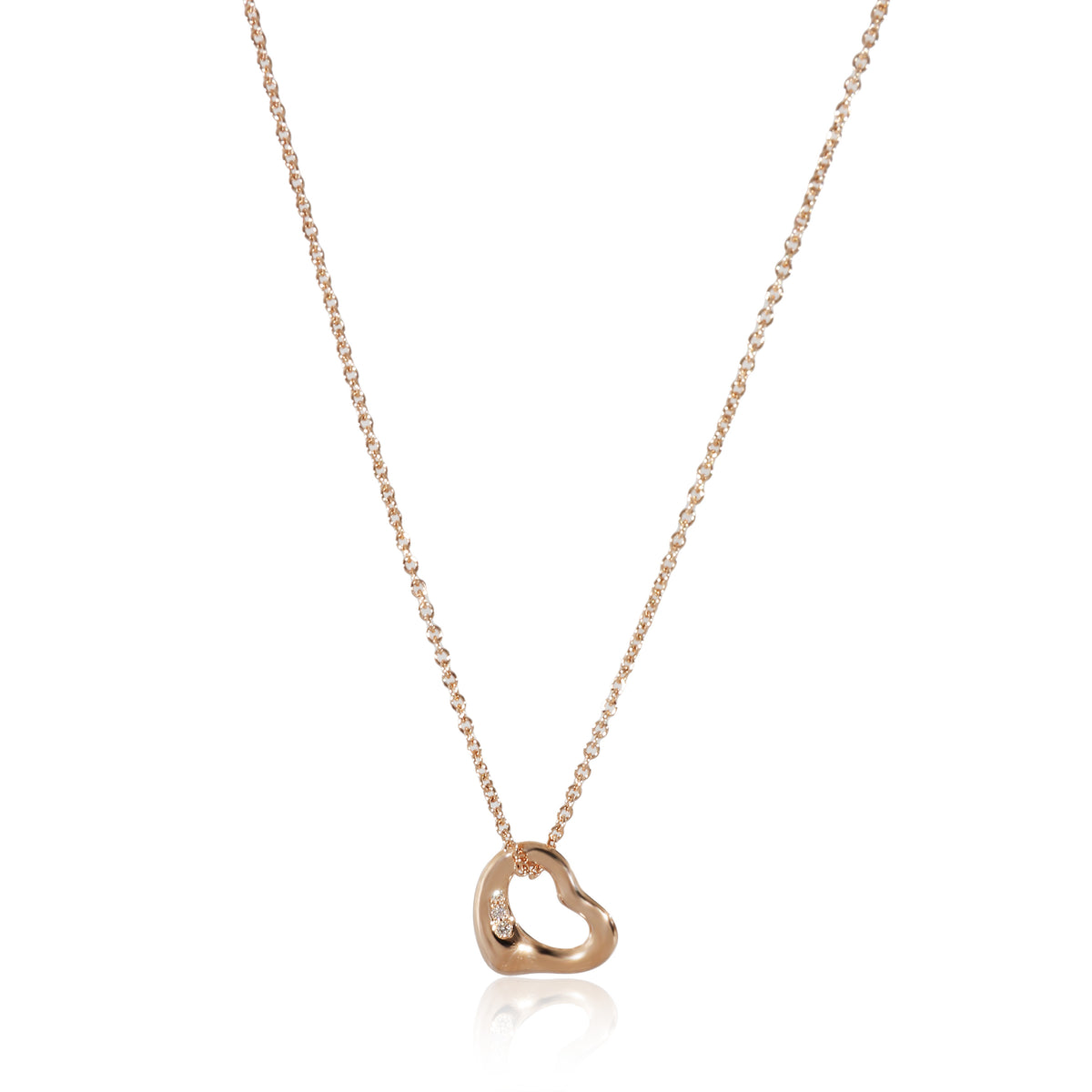 Tiffany & Co. Elsa Peretti Open Heart Pendant in 18k Rose Gold 0.02 CTW