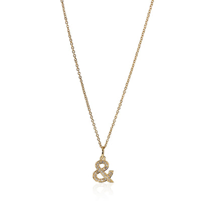 Tiffany & Co. Ampersand Pave Diamond Pendant in 18k Yellow Gold 0.07 Ctw