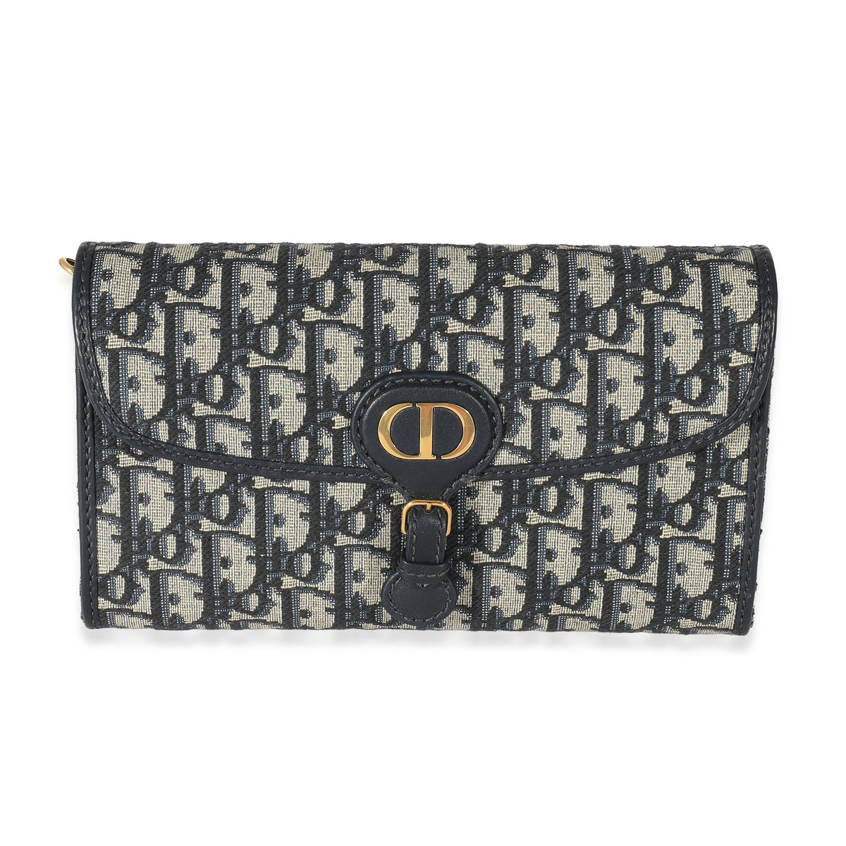 Christian Dior Blue Oblique Jacquard Bobby East West Pouch With Chain