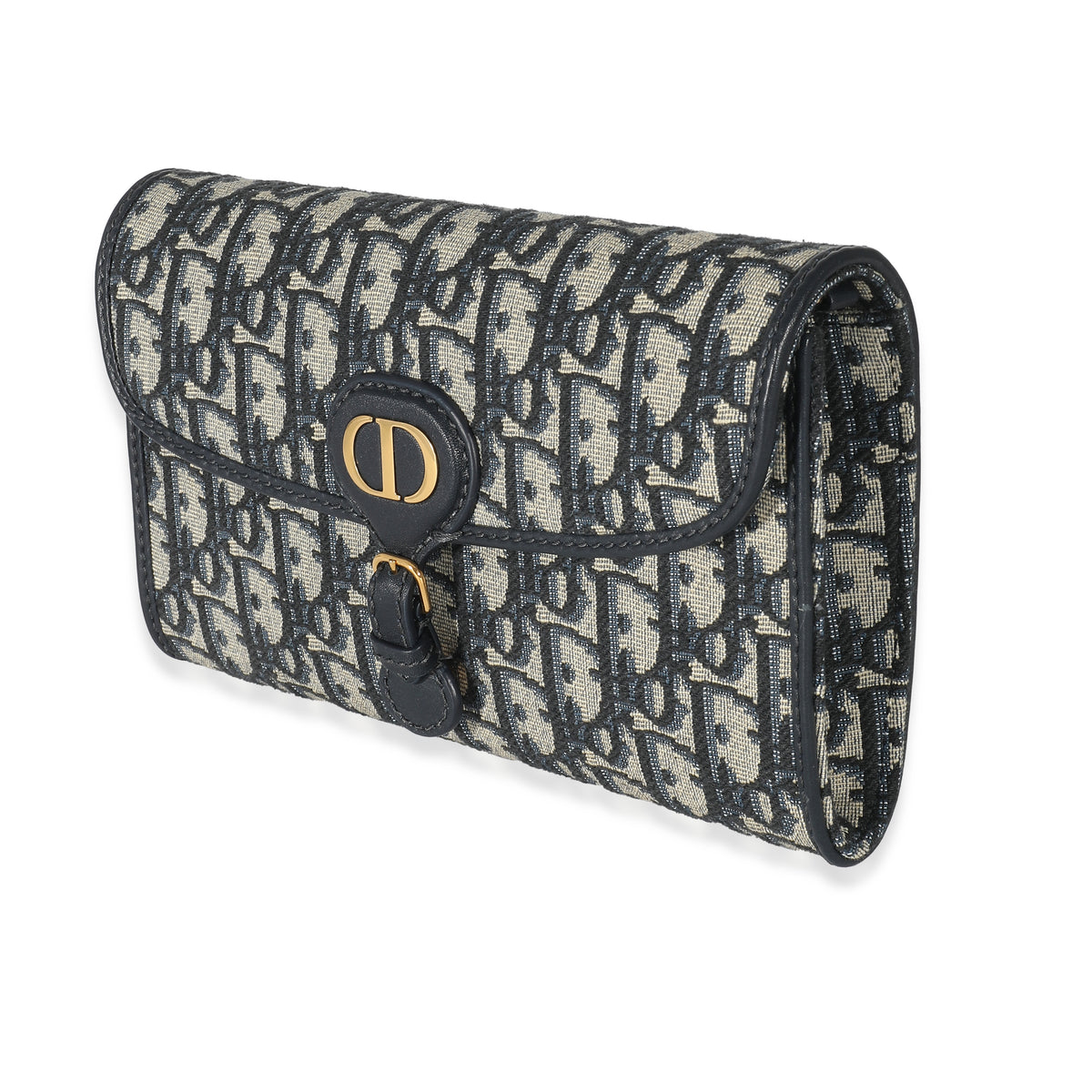 Christian Dior Blue Oblique Jacquard Bobby East West Pouch With Chain