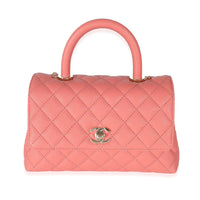 Chanel 22A Pink Quilted Caviar Small Coco Top Handle Bag