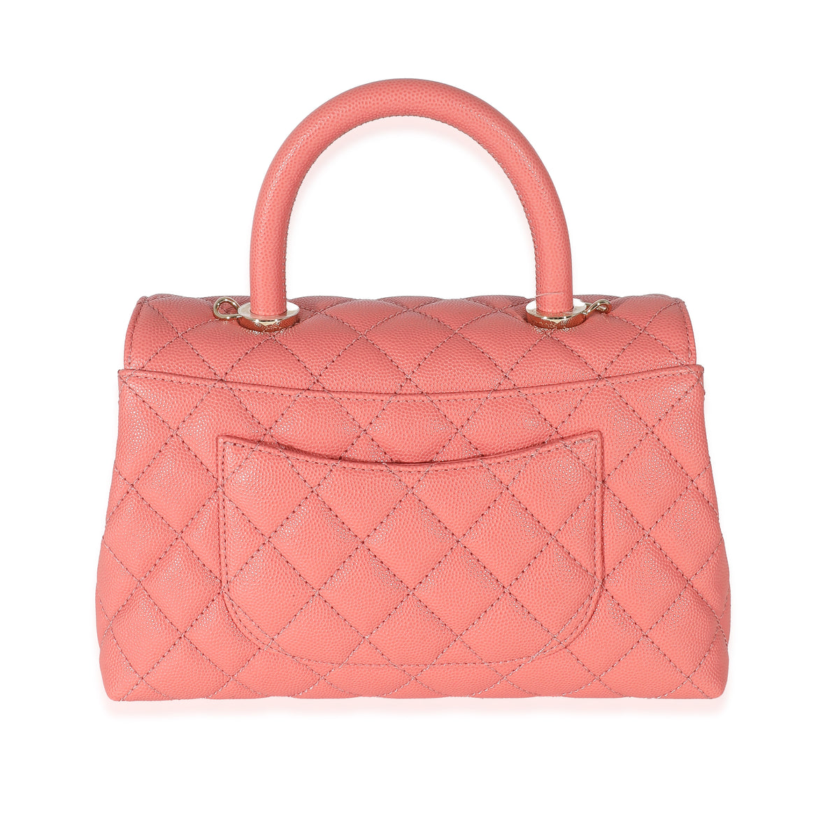 Chanel 22A Pink Quilted Caviar Small Coco Top Handle Bag