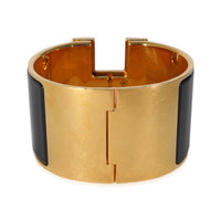 Gold Plated Hermès XL Clic H Bracelet in Noir