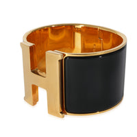 Gold Plated Hermès XL Clic H Bracelet in Noir