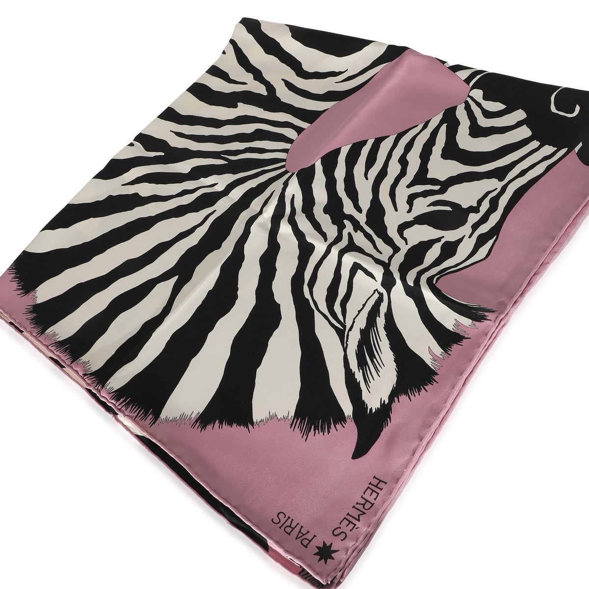 Hermès Pink Black White Silk Pegasus Zebra Scarf 90