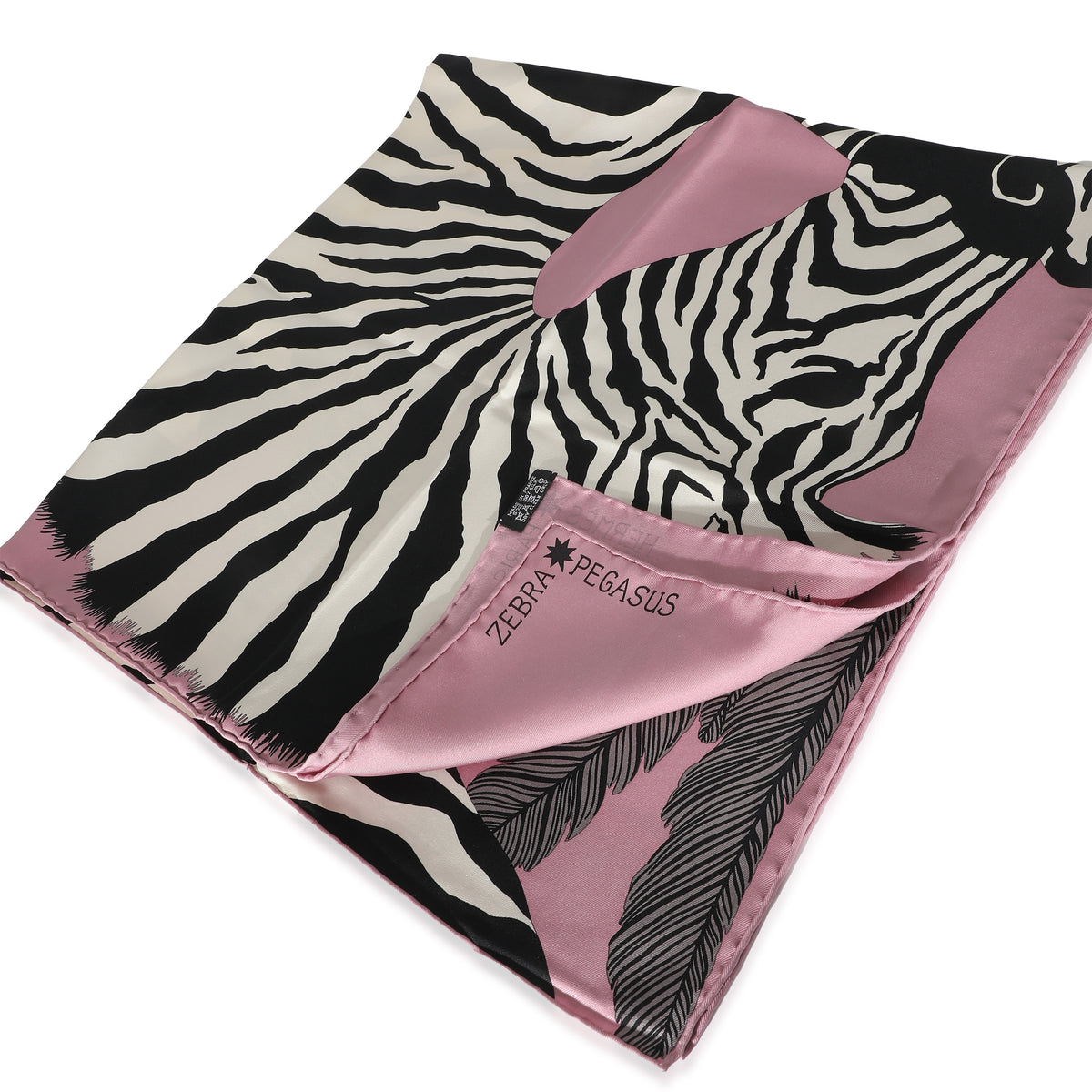 Hermès Pink Black White Silk Pegasus Zebra Scarf 90