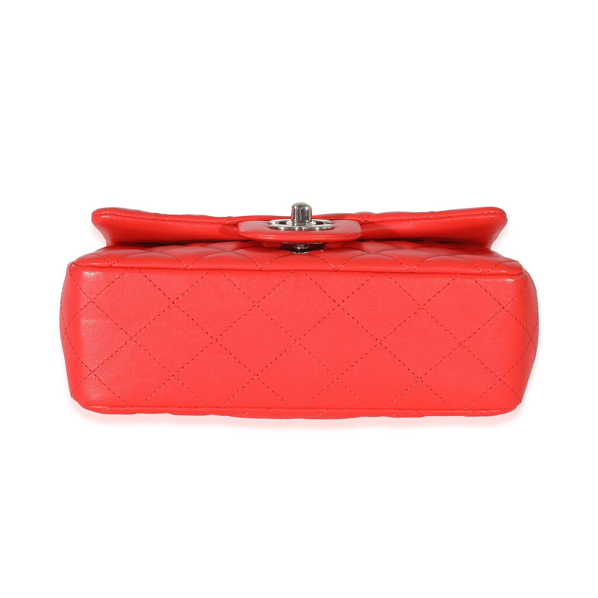 Chanel Red Quilted Lambskin Mini Rectangular Flap Bag