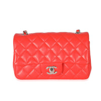 Chanel Red Quilted Lambskin Mini Rectangular Flap Bag