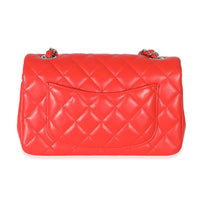 Chanel Red Quilted Lambskin Mini Rectangular Flap Bag